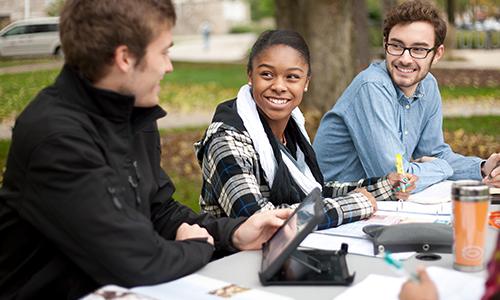 students studying outside 